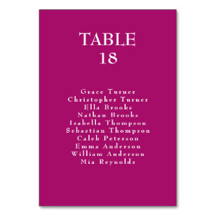 Fuchsia Enchantment + Guest list Electric Fuchsia Table Number