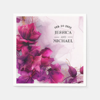  Fuchsia Enchantment: Watercolor  Napkin