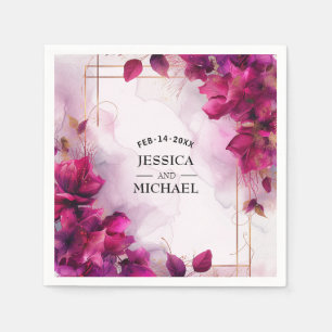  Fuchsia Enchantment: Watercolor  Napkin