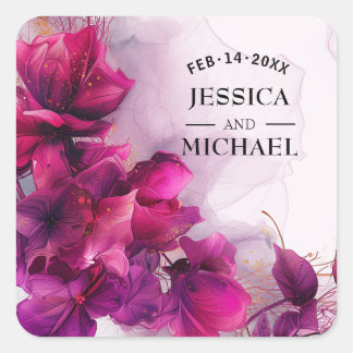  Fuchsia Enchantment: Watercolor  Square Sticker