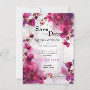 Fuchsia Enchantment: Watercolor Wedding Save The Date