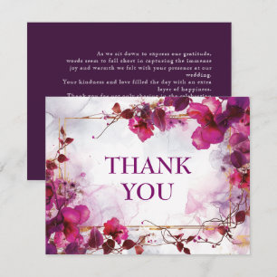 Fuchsia Enchantment: Watercolor Wedding Thank You Card
