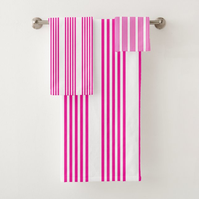 Fuchsia et blanc cinq bandes motif (En situation)