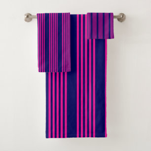 Fuchsia et bleu marine cinq bandes motif