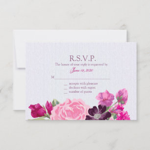 Fuchsia et Plum Floral, cartes de réponse