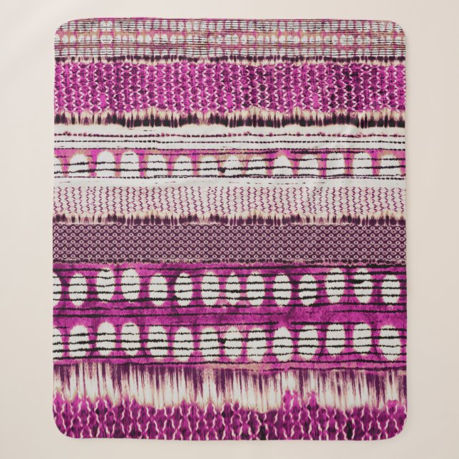 Fuchsia Ethnic Border Abstract Sherpa Blanket (Front)