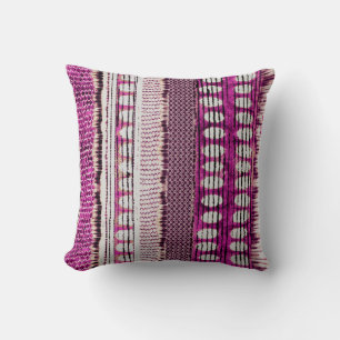 Fuchsia Ethnic Border Abstract Throw Pillow