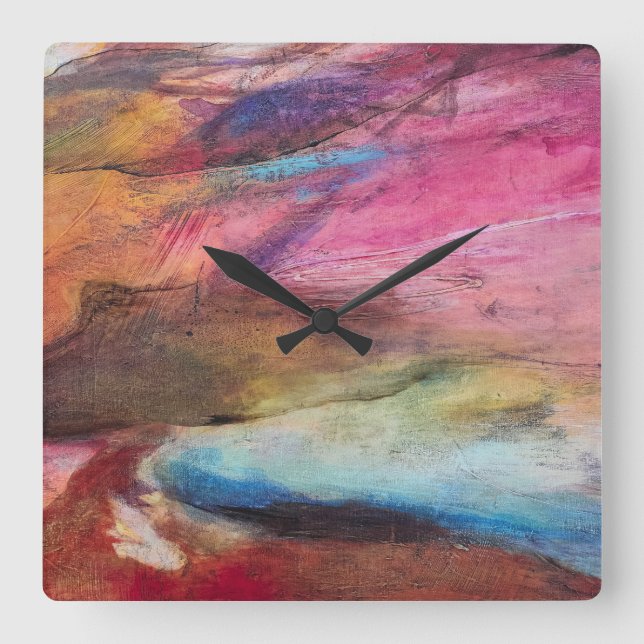 Fuchsia Expression Square Wall Clock (Front)