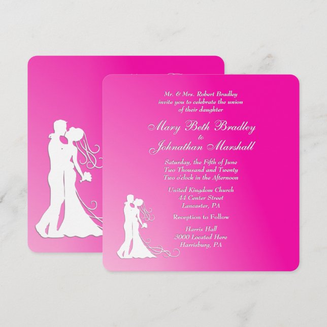 Fuchsia Faire-part de mariage (Devant / Derrière)