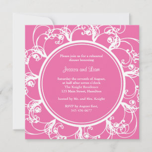 Fuchsia Fancy Floral Rehearsal Dinner Invite