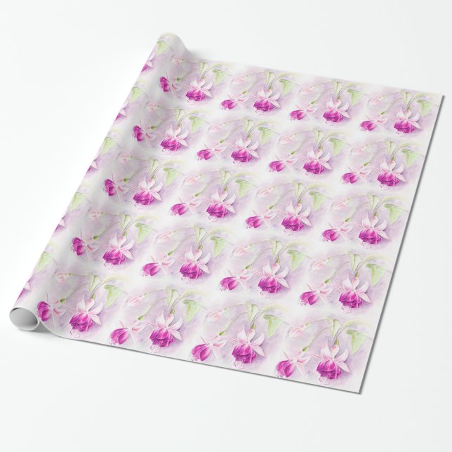 Fuchsia fine art pink purple wrapping paper (Unrolled)