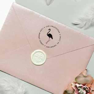 Fuchsia Flamingo   Custom Circular Return Address Self-inking Stamp
