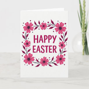 Fuchsia Floral Happy Easter Card