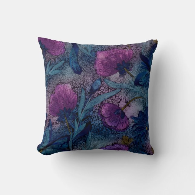 Fuchsia floral throw pillow (Front)