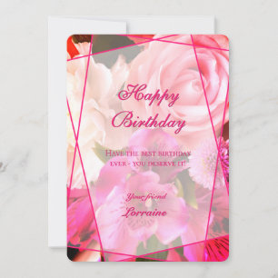 Fuchsia Florals Happy Birthday Card