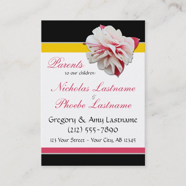 Fuchsia Flower ~ 2 Kids, 2 Parents Calling Cards (Front)