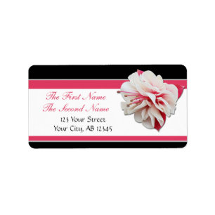 Fuchsia Flower Pink & Black Address Labels