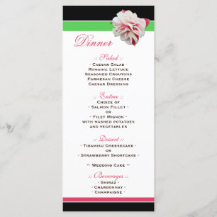 Fuchsia Flower Pink & Green Wedding Reception Menu