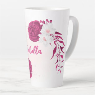 fuchsia flowers botanical  latte mug