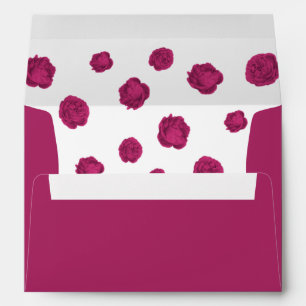 fuchsia flowers botanical wedding envelope
