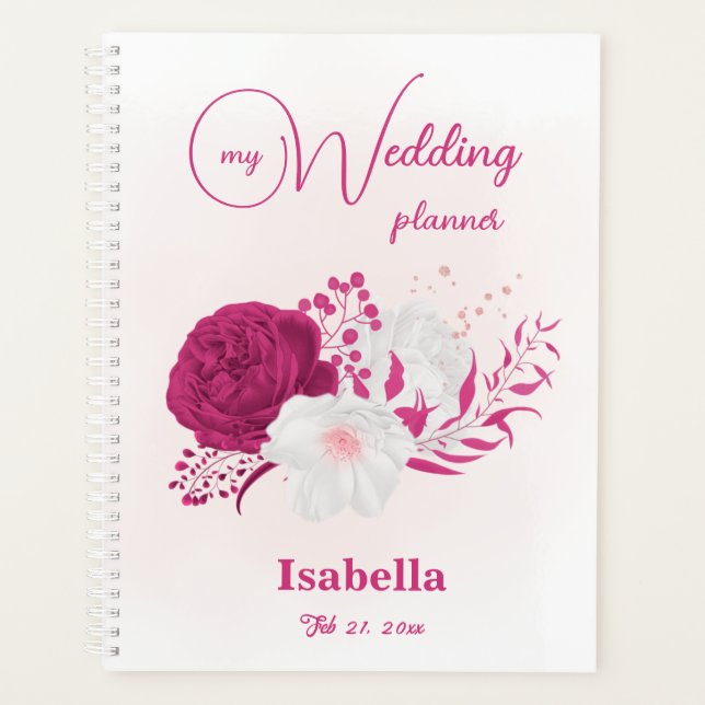 fuchsia flowers botanical wedding planner (Front)