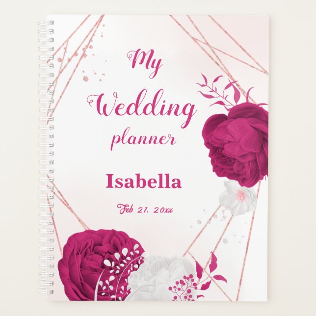 fuchsia flowers botanical wedding planner (Front)