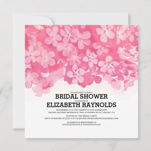 Fuchsia Flowers Bridal Shower Invitations (Front)