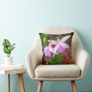 Fuchsia Flowers Throw Pillow