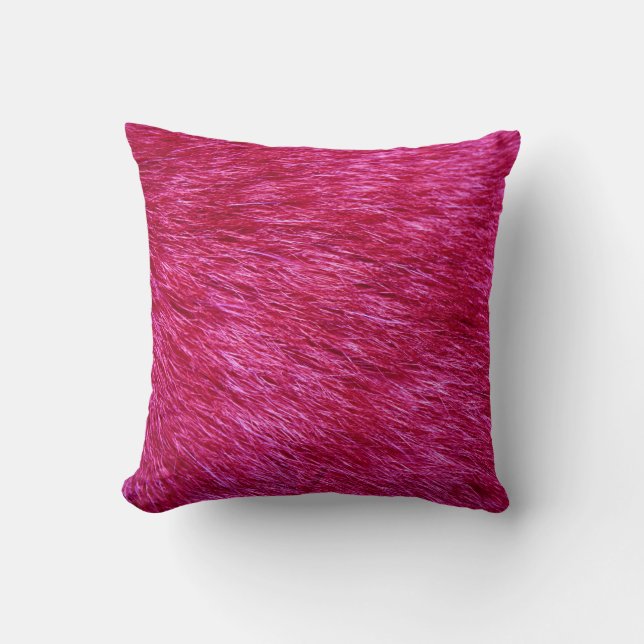 Fuchsia Fur Look Throw Pillow (Front)