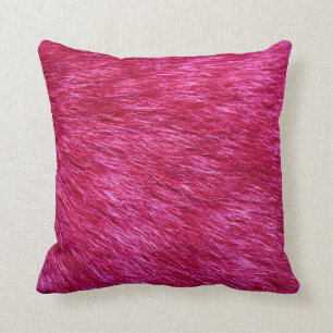 Fuchsia Fur Look Throw Pillow