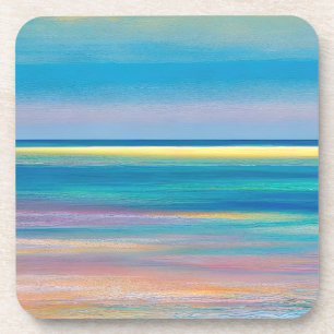 "Fuchsia Fusion" Abstract Seascape Coaster