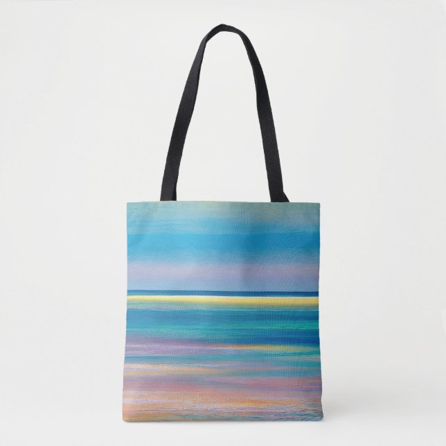 "Fuchsia Fusion" Abstract Seascape Tote Bag (Front)