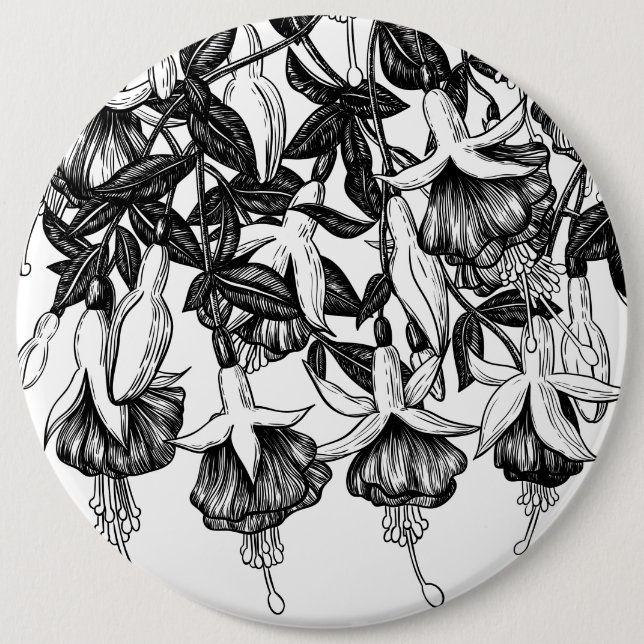 Fuchsia garden 6 inch round button (Front)