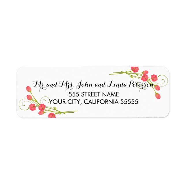 Fuchsia Garden Roses - Return Address Labels (Front)