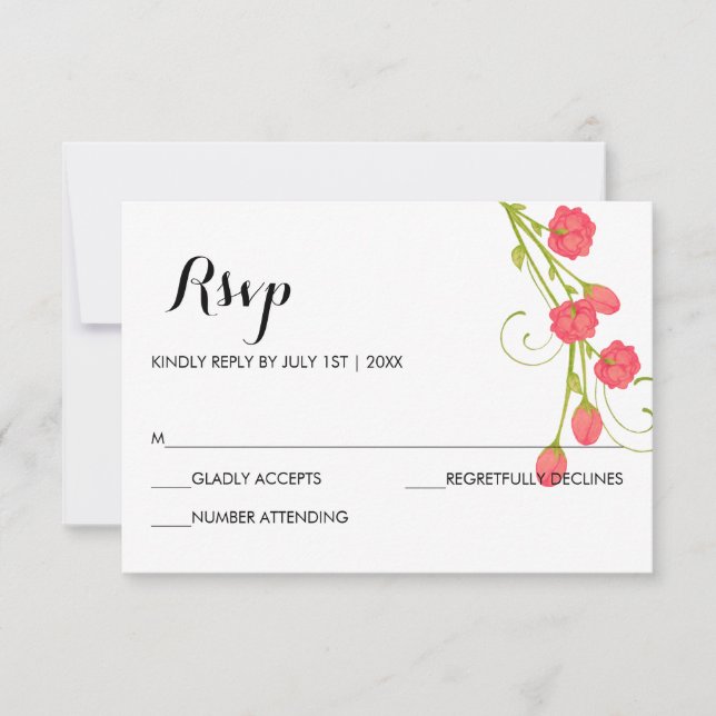 Fuchsia Garden Roses - RSVP Card (Front)