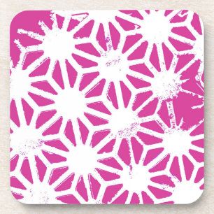 Fuchsia geometric pattern coaster