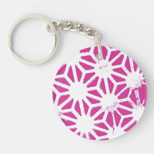 Fuchsia geometric pattern keychain