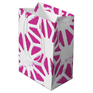 Fuchsia geometric pattern medium gift bag