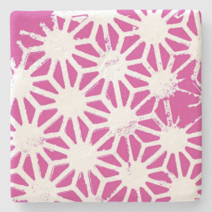 Fuchsia geometric pattern stone coaster
