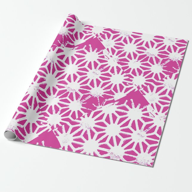 Fuchsia geometric pattern wrapping paper (Unrolled)