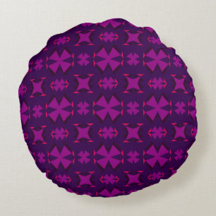 Fuchsia Geotech: A Vibrant Abstract Geometric Text Round Pillow