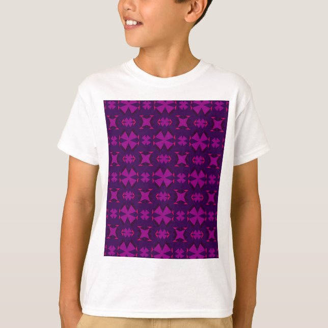 Fuchsia Geotech: A Vibrant Abstract Geometric Text T-Shirt (Front)