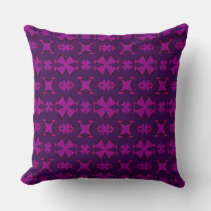 Fuchsia Geotech: A Vibrant Abstract Geometric Text Throw Pillow
