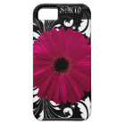 Fuchsia Gerbera Daisy with Black and White Swirl