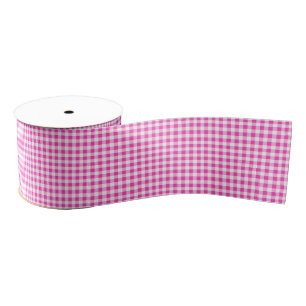 Fuchsia Gingham Grosgrain Ribbon