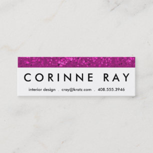 Fuchsia Glitter Look Hot Pink Sparkle Print Mini Business Card