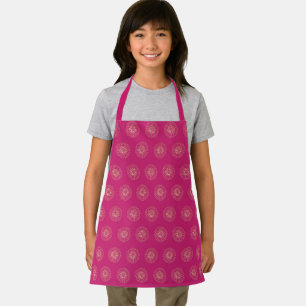 Fuchsia Golden Zinnia Flower Medallions Kids Apron