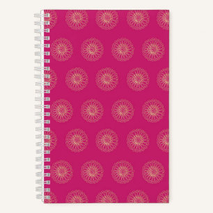 Fuchsia Golden Zinnia Flower Medallions Notebook