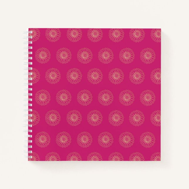 Fuchsia | Golden Zinnia Flower Medallions Notebook (Front)