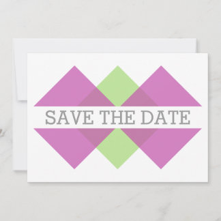 Fuchsia Green Geometric Triad Save the Date Invite